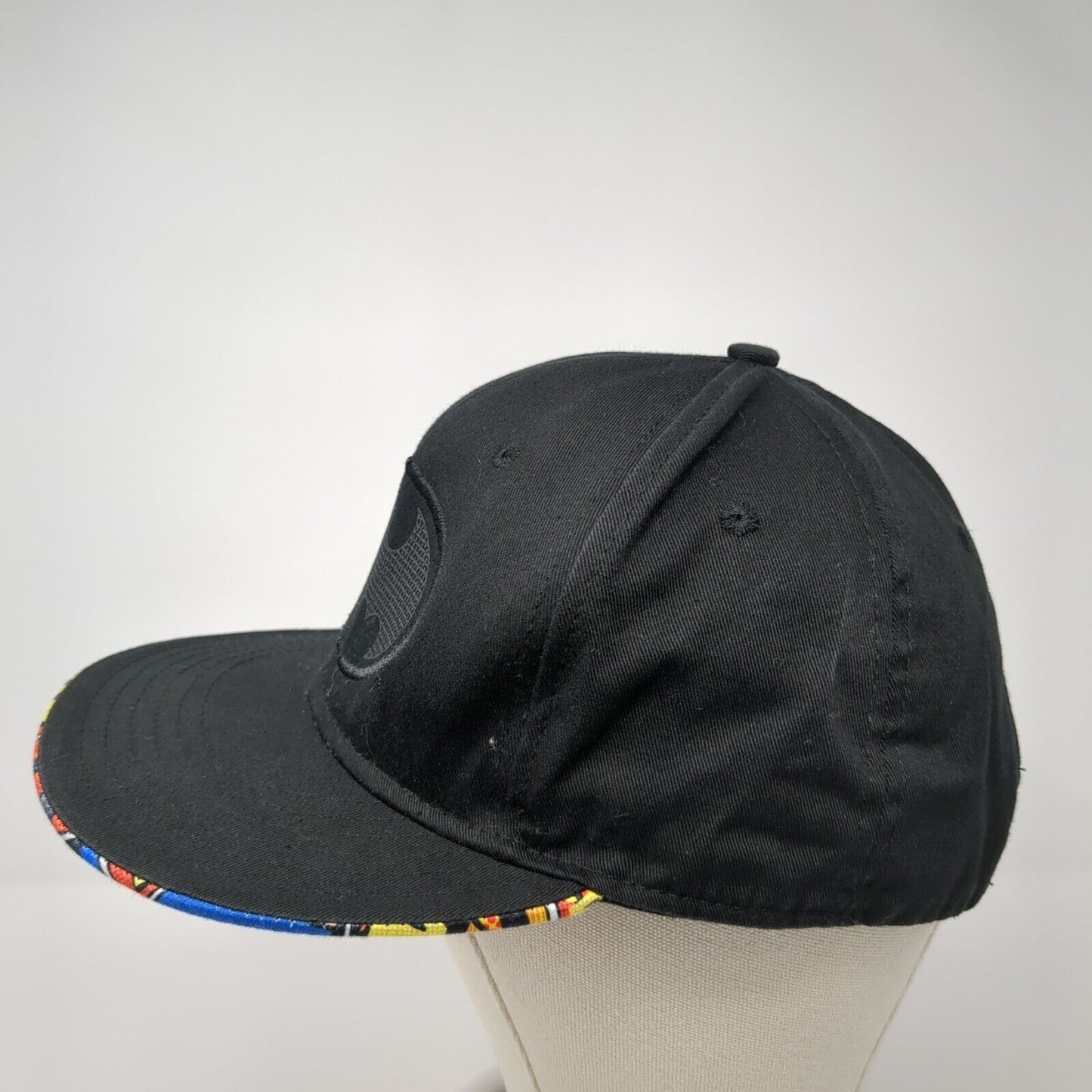Batman Snapback Hat Black One Size Adjustable Solid 6 Panel DC Comics