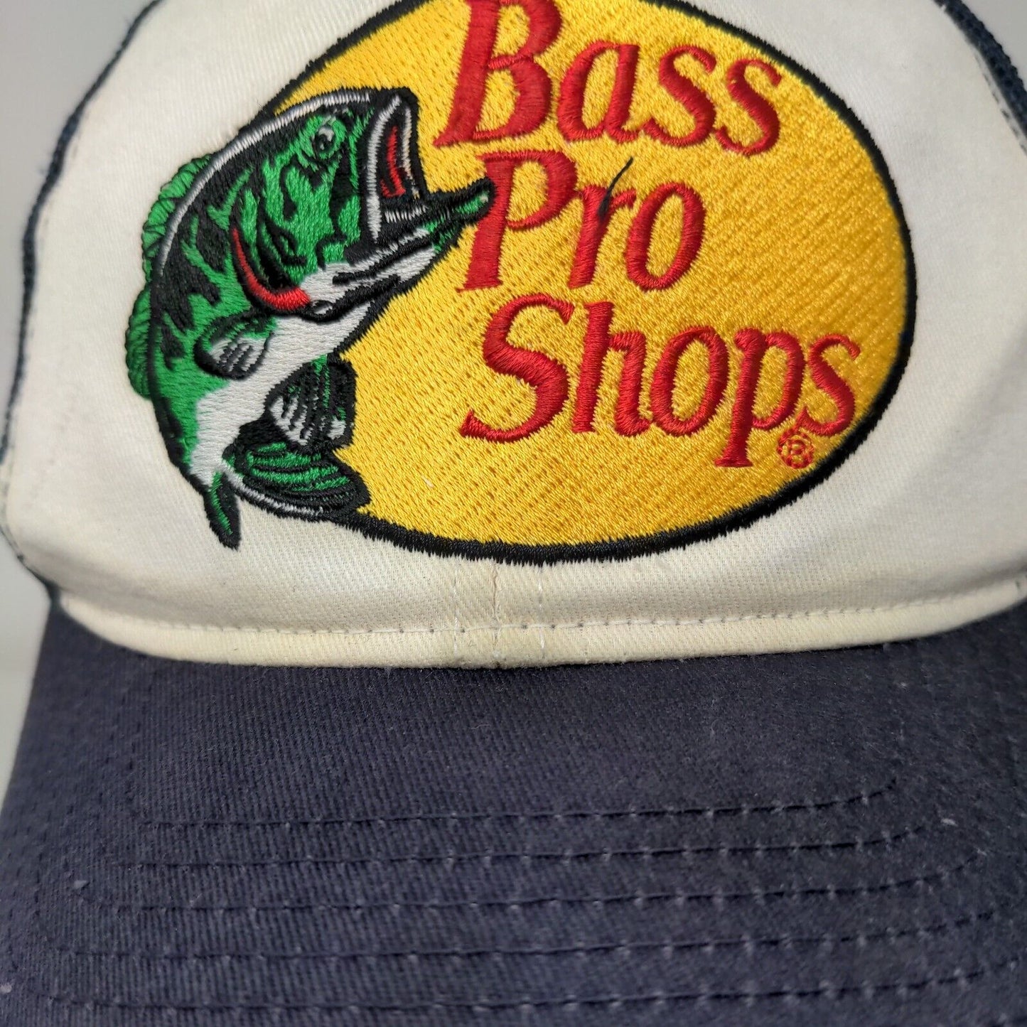 Bass Pro Shops Snapback Trucker Hat Blue OSFM Gone Fishing Embroidered
