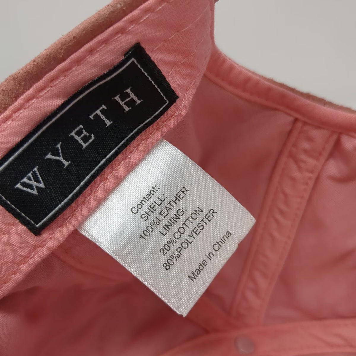 Wyeth Baseball Cap Pink One Size Leather Suede Adjustable Plain Blank Hat