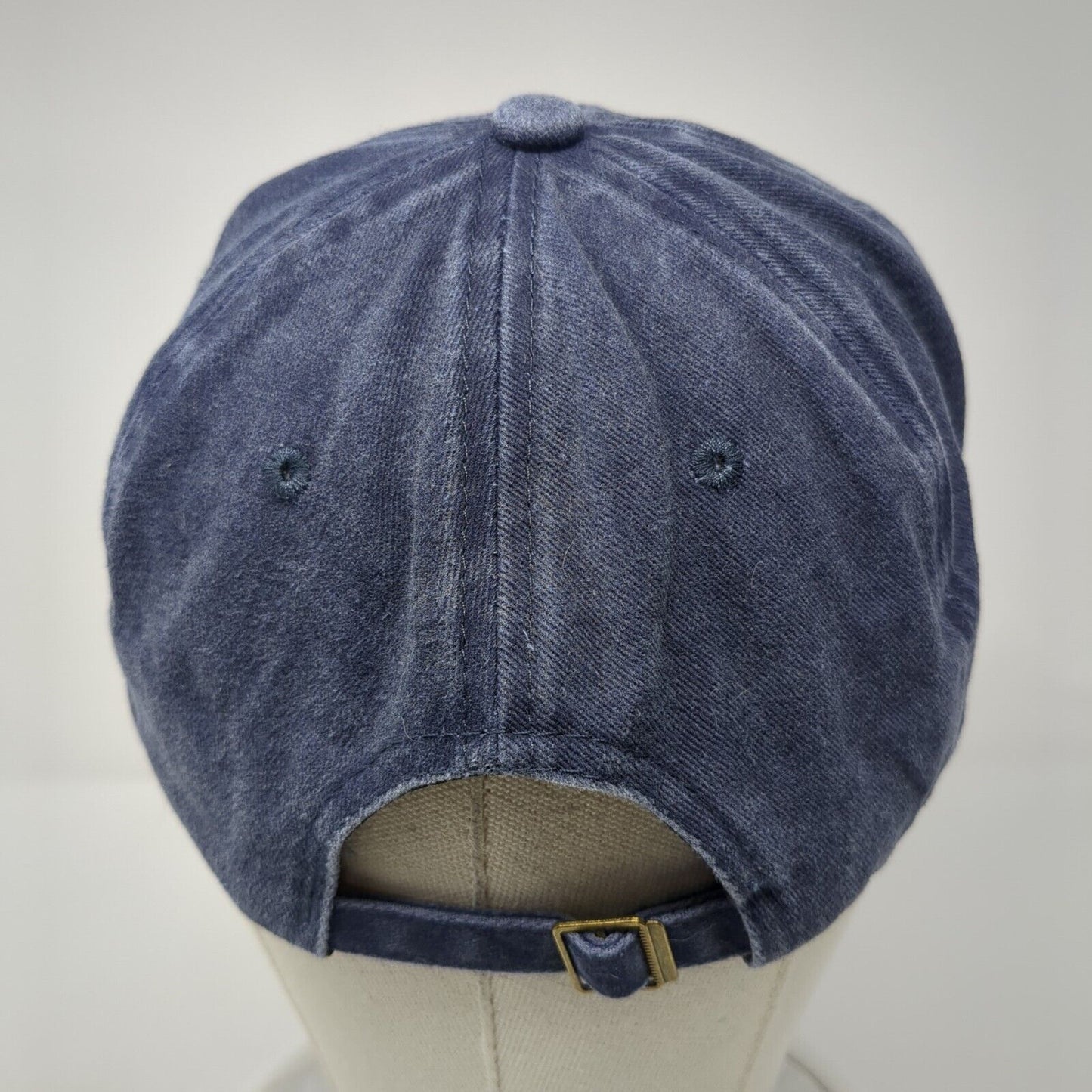 Smiley Slideback Hat Blue One Size Adjustable Solid Embroidered 6 Panel
