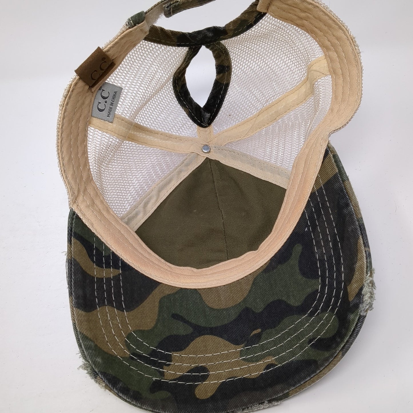 C.C Exclusives Strapback Trucker Hat Multi Camo One Size Ponytail