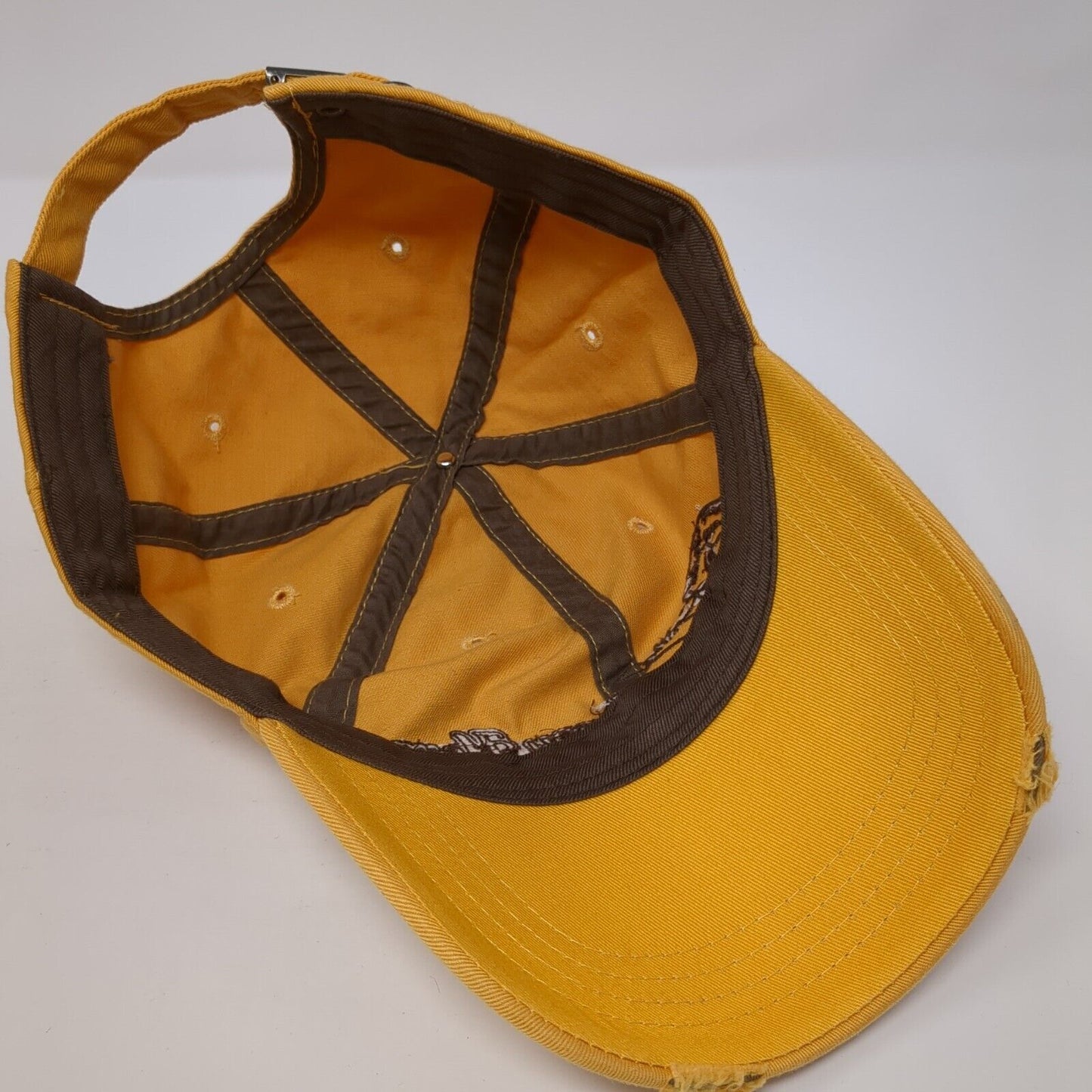 Happy Hour Bud Light Slideback Hat Yellow One Size Adjustable Distressed