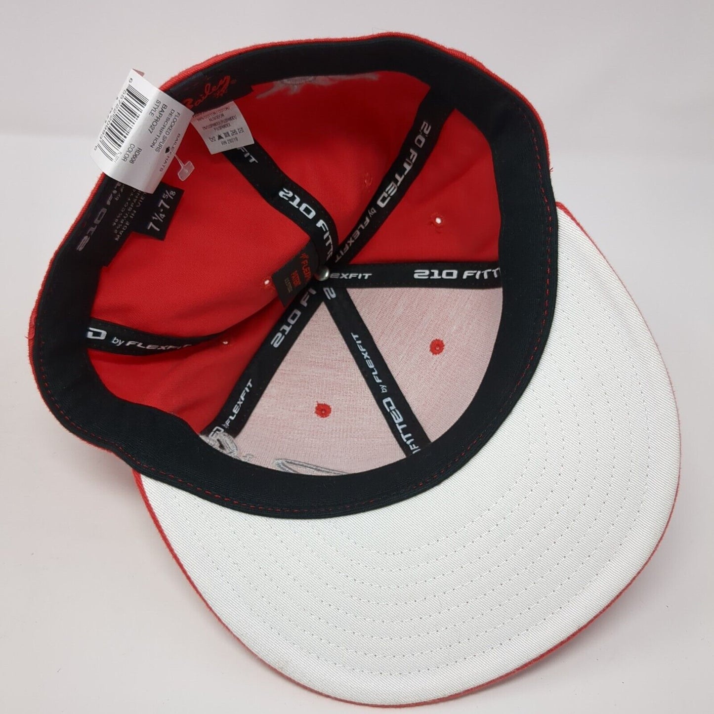 Bailey Fitted Hat Red 7 1/4-7 5/8 Embroidered Flexfit Solid 6 Panel