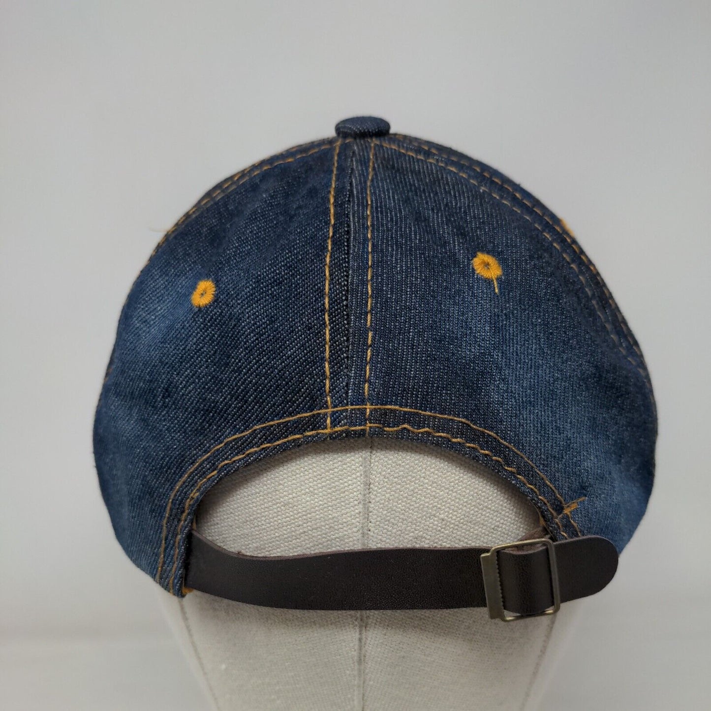 American Flag Bling Slideback Hat Blue One Size Patriotic Distressed Denim
