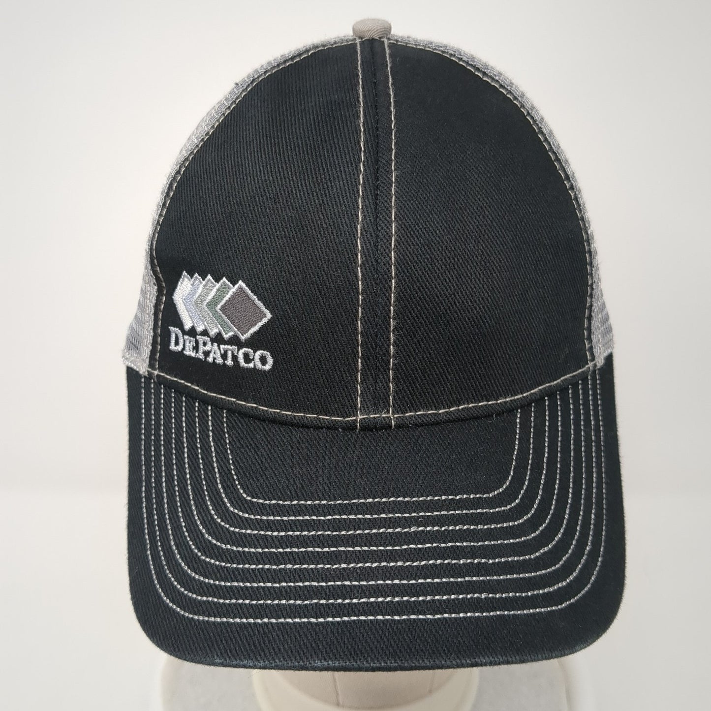 DePatco Strapback Trucker Hat Black One Size Mesh Back Embroidered HG