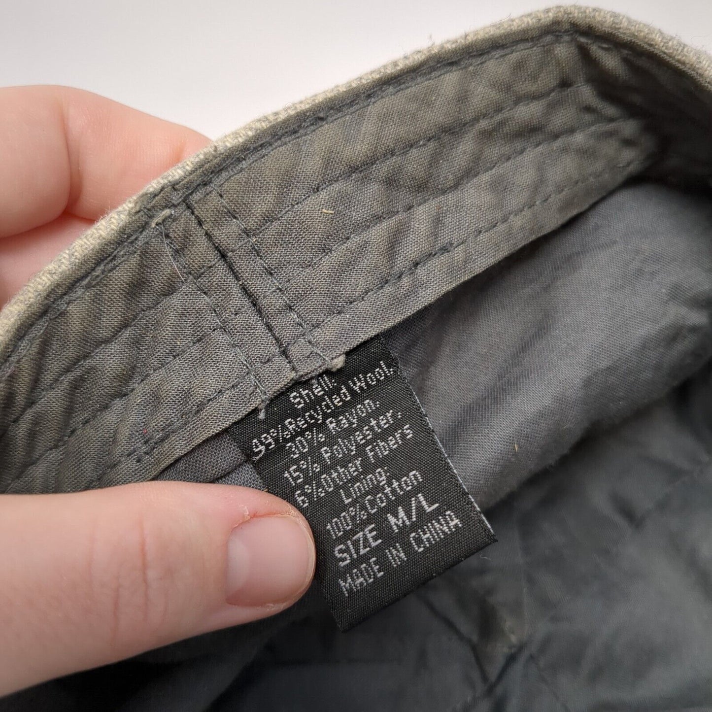 Unbranded Fitted Flat Cap Gray M/L Herringbone Lined Blank Outdoor
