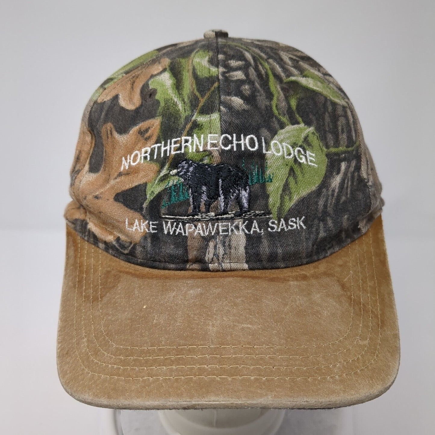 Northern Echo Lodge Lake Wapawekka Sask Slideback Hat Camouflage OS Adjustable