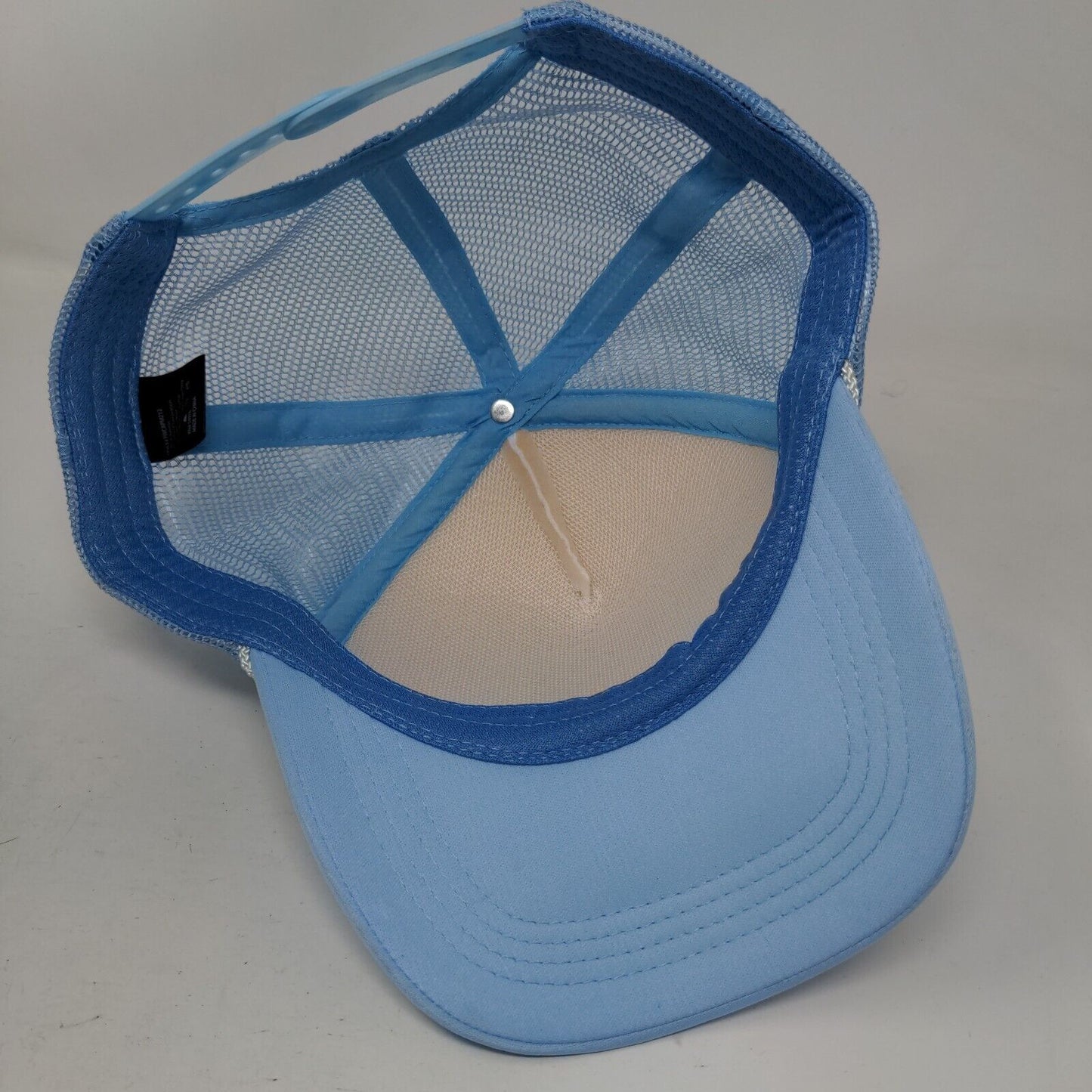 All Smiles Snapback Trucker Hat Blue OSFM Adjustable Mesh Back Rope Polyester