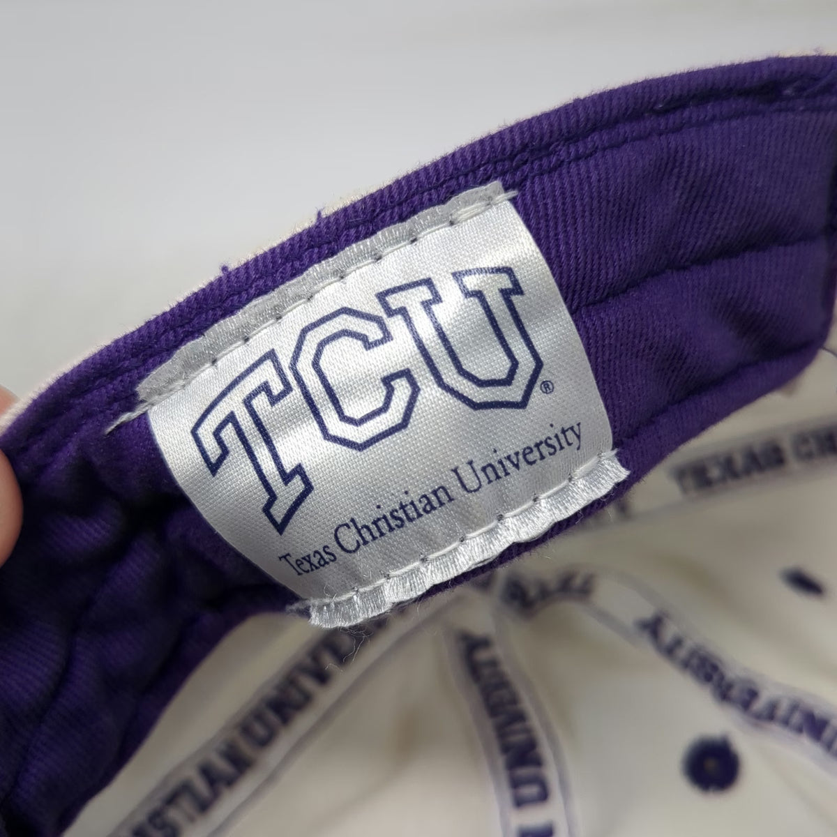 TCU Horned Frogs NCAA White Baseball Cap One Size Purple Stitch Go Chenille Hat