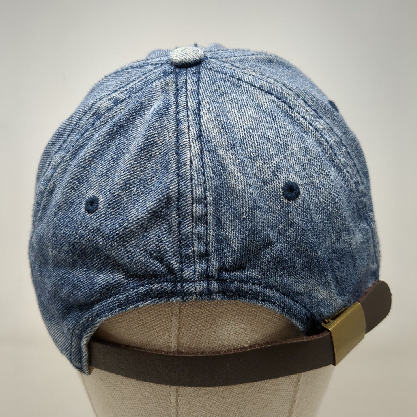 Unbranded Slideback Hat Blue One Size Leather Strap Denim Solid Blank