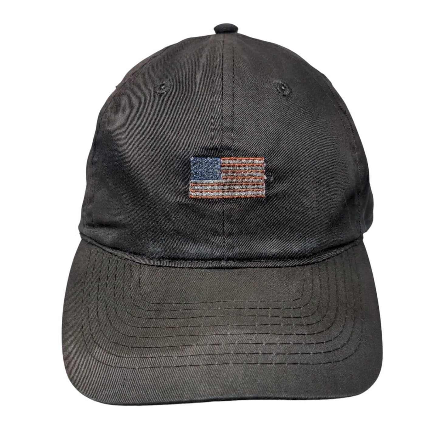 American Flag Slideback Hat Black OSFM Embroidered Adjustable Otto