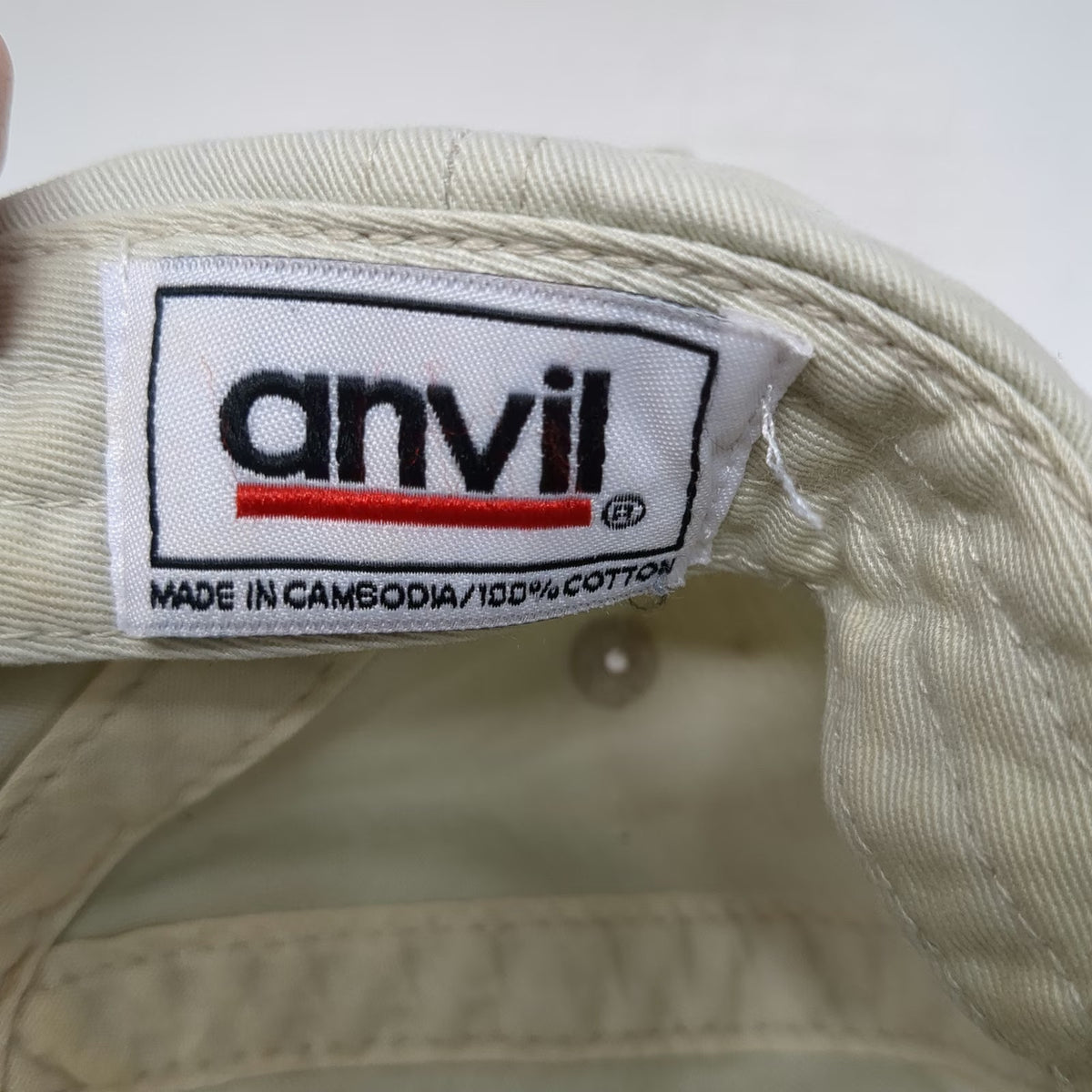 Anvil Baseball Cap Beige Blue One Size Beyond Design Logo Slideback Cotton Hat