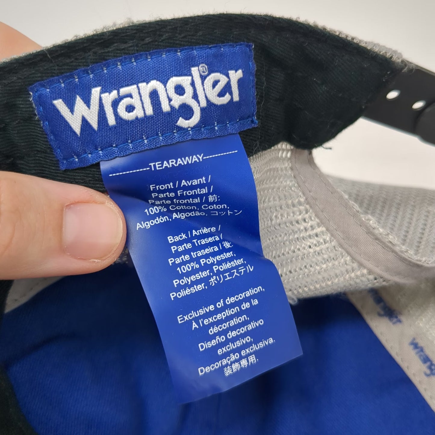 Wrangler Trucker Hat Black Gray One Size Mesh Snapback Logo Contrast Stitching