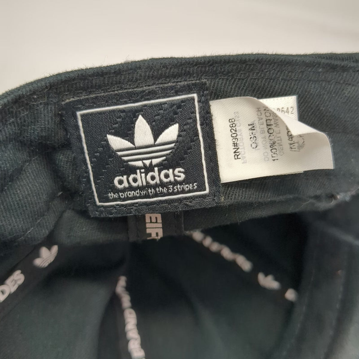 Adidas Baseball Cap Black OSFM Trefoil Logo Large Graphic Cotton Slideback Hat