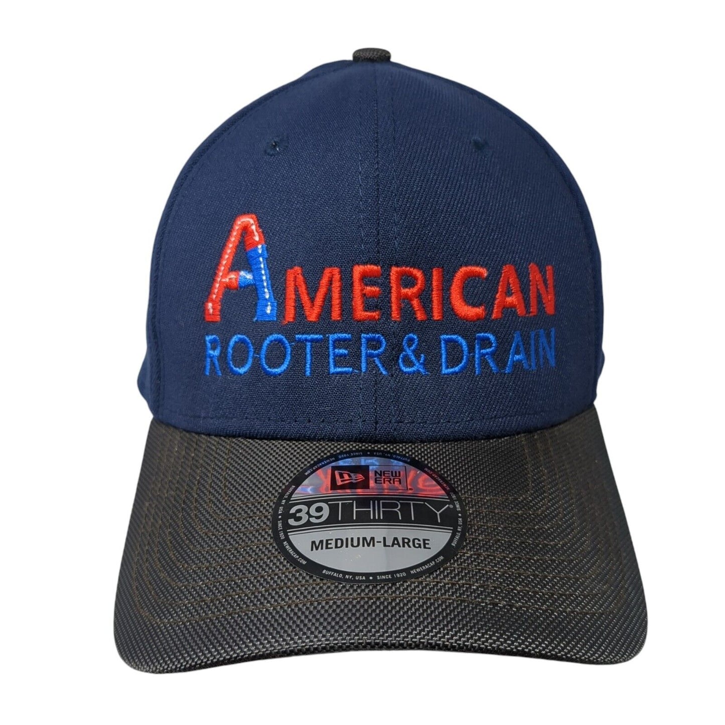 American Rooter & Drain Fitted Hat Blue M/L Embroidered Patriotic New Era