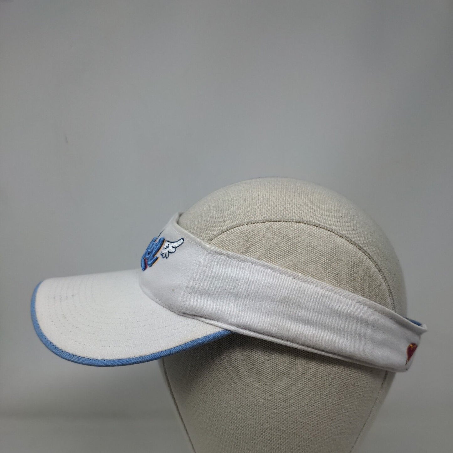 Angel Strapback Sun Visor Hat White One Size Embroidered New Vibe