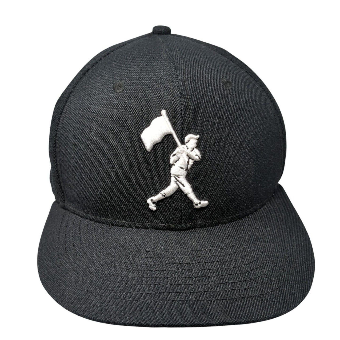 Baseballism Fitted Hat Black 7 1/2 Embroidered Logo Solid 6 Panel