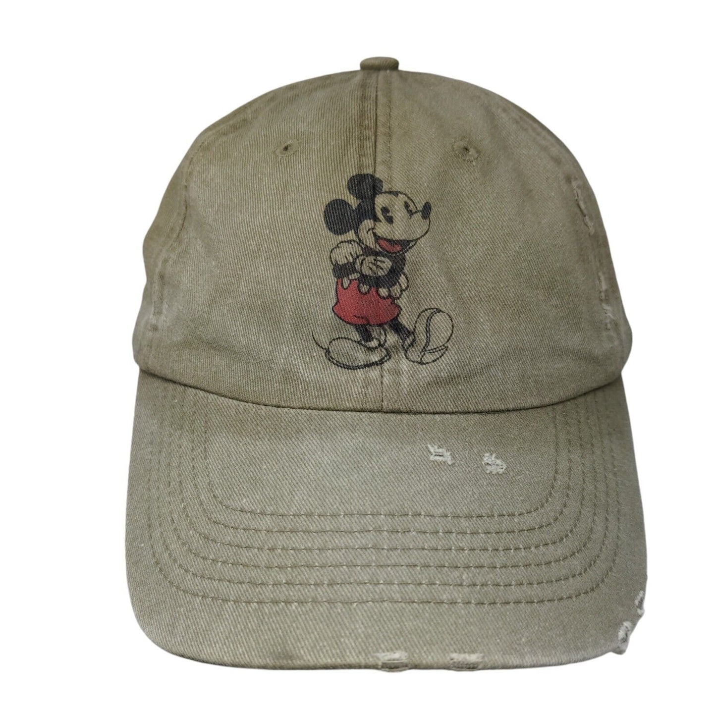 Mickey Mouse Adult Slideback Hat Tan 57-61 cm Distressed 6 Panel Disney Parks