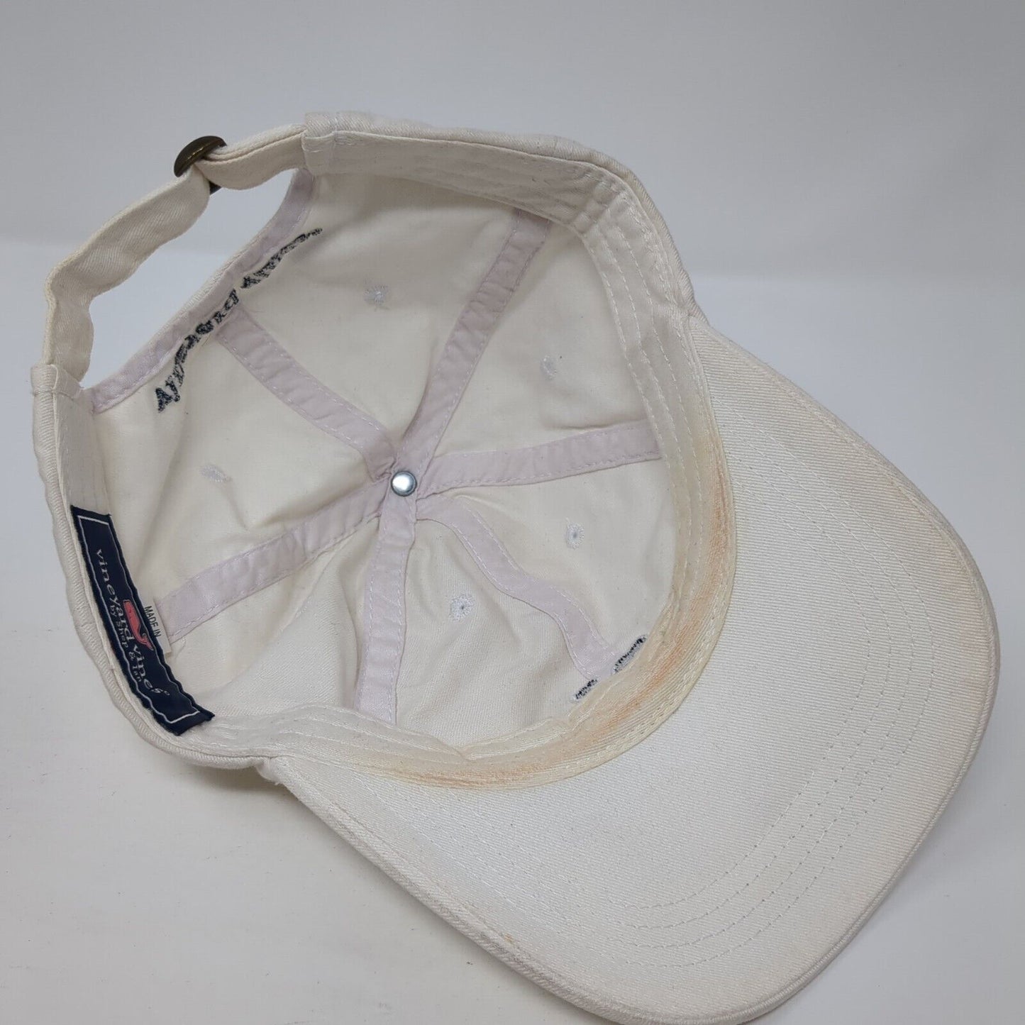 Vineyard Vines Slideback Hat White OS Adjustable Embroidered 6 Panel Cotton