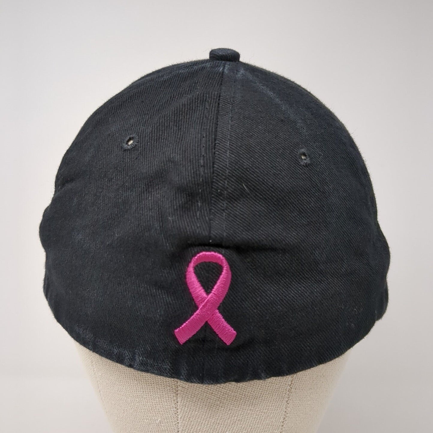 BB Pink Ribbon Cancer Awareness Fitted Hat Black Small Embroidered MyHatGuy.com