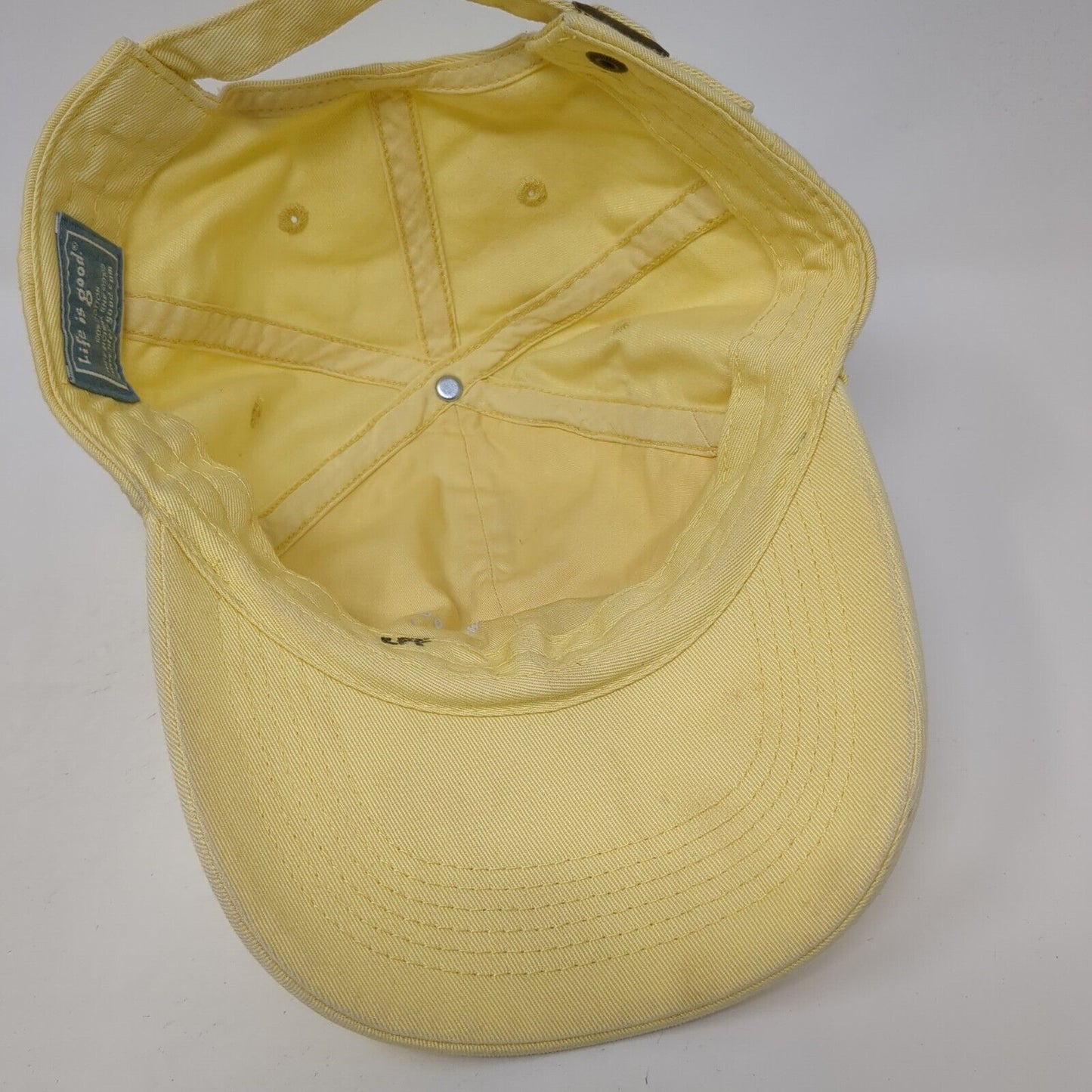 Life is Good Slideback Hat Yellow One Size Adjustable Floral 6 Panel Cotton