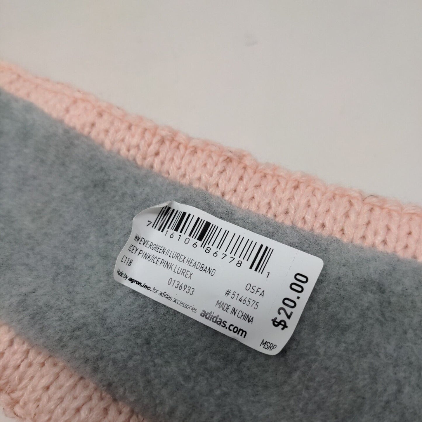 Adidas Climawarm Women's Knit Evergreen Lurex Headband Icey Pink OSFA Lined