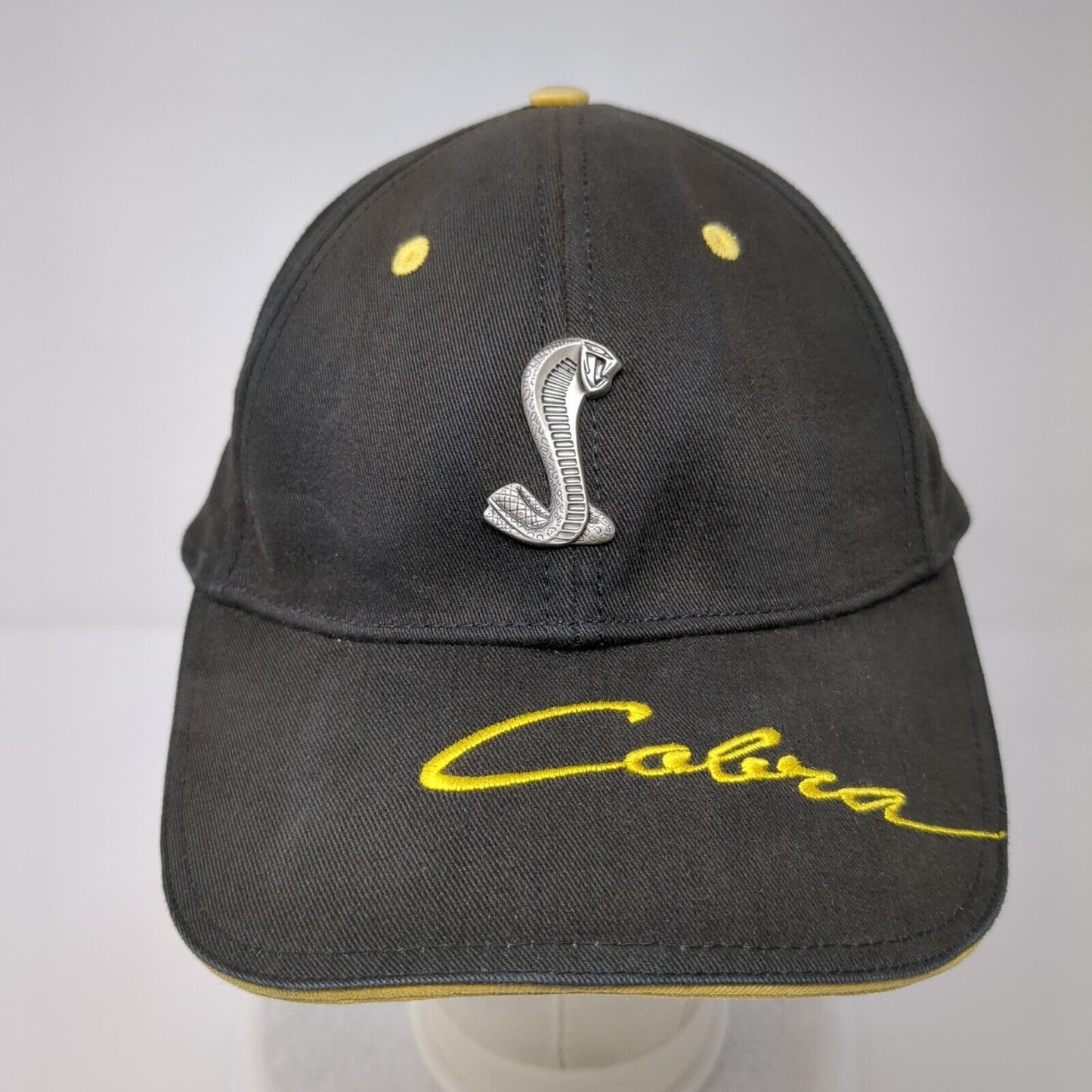 Cobra Strapback Hat Black OSFM Adjustable Embroidered Ford 6 Panel