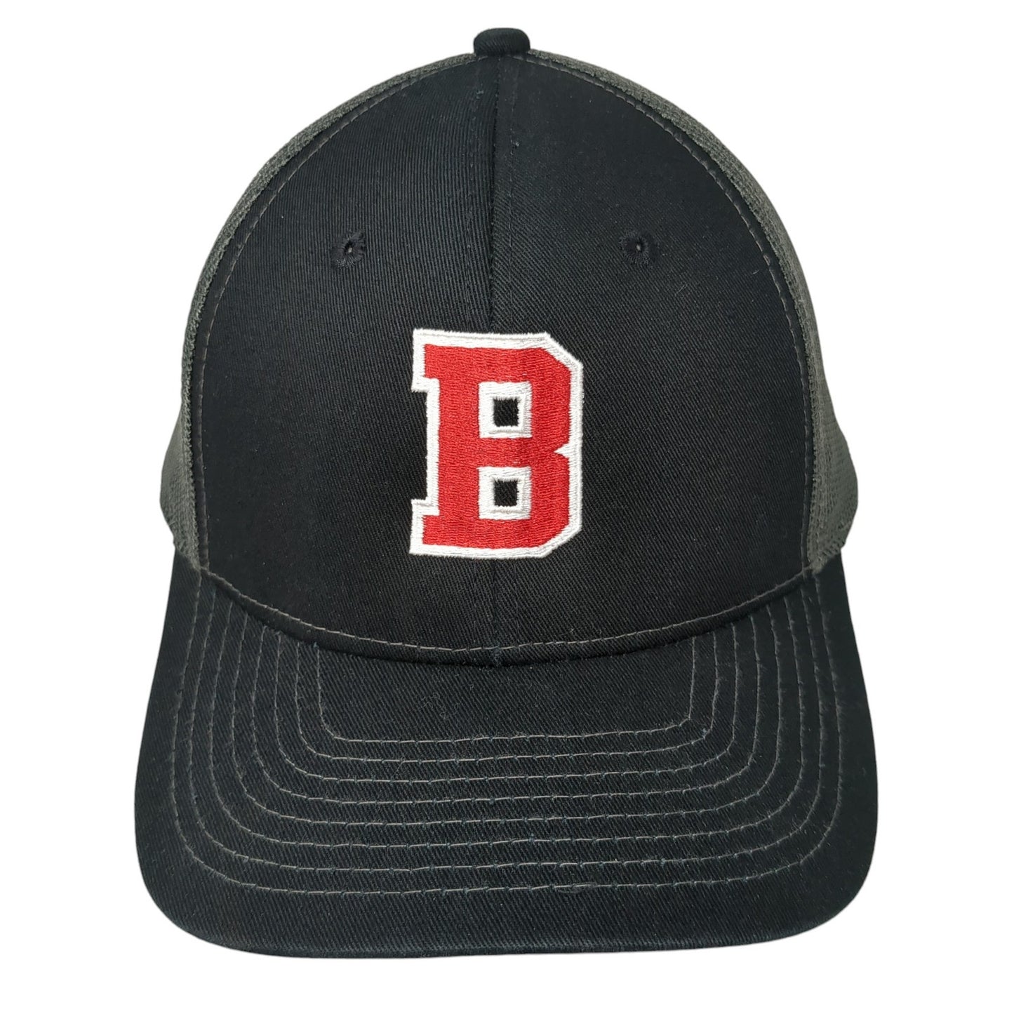 B Snapback Trucker Hat Black One Size Adjustable Embroidered Mesh Back NV Caps