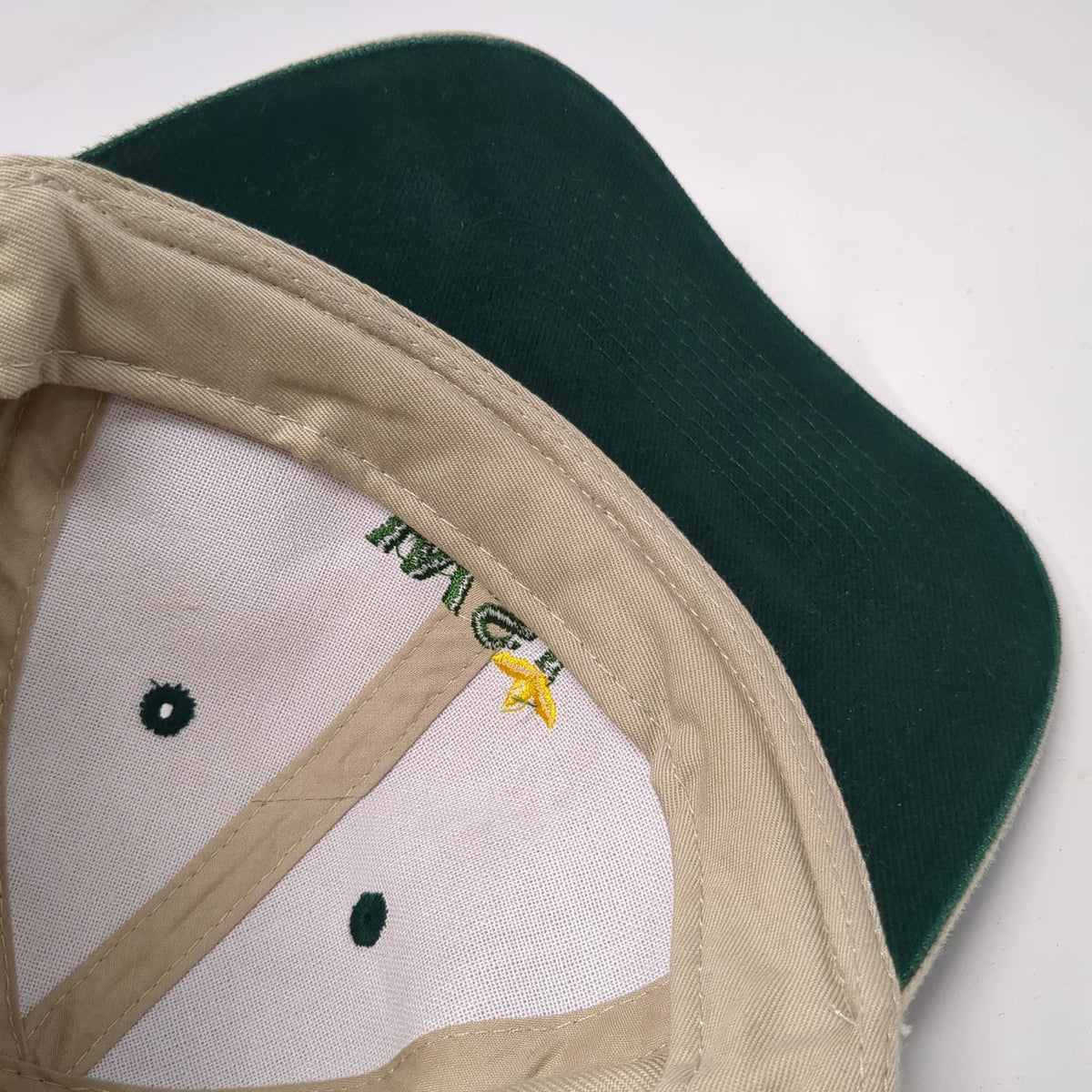 OTTO Trucker Hat Beige Green OSFM WSI Oster Logo Embroidered Cotton Strapback