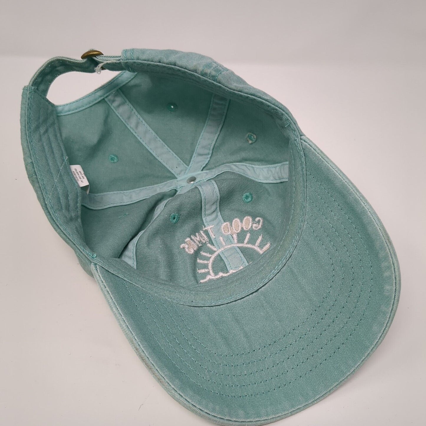 Good Times & Tan Lines Slideback Hat Bluish-Green One Size Embroidered