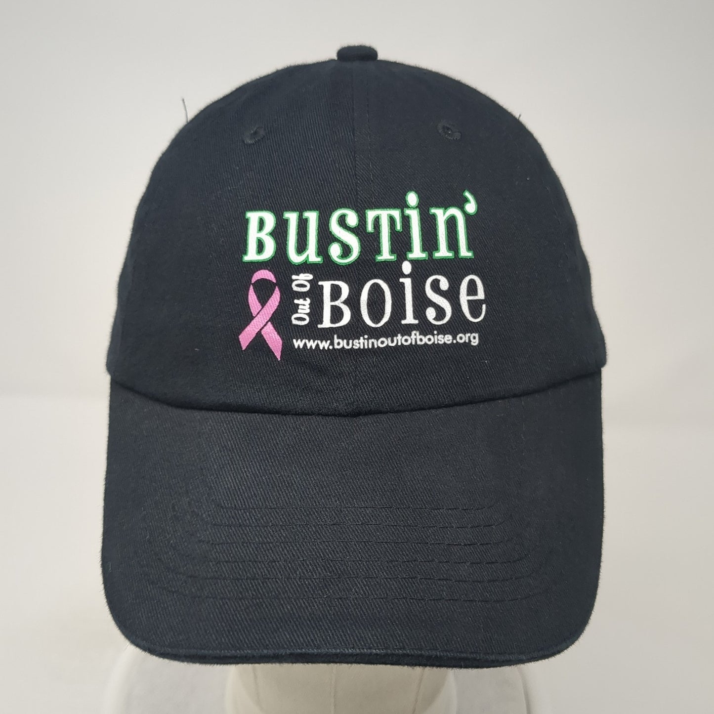 Bustin' Out of Boise Pink Ribbon Strapback Hat Black One Size Norwood