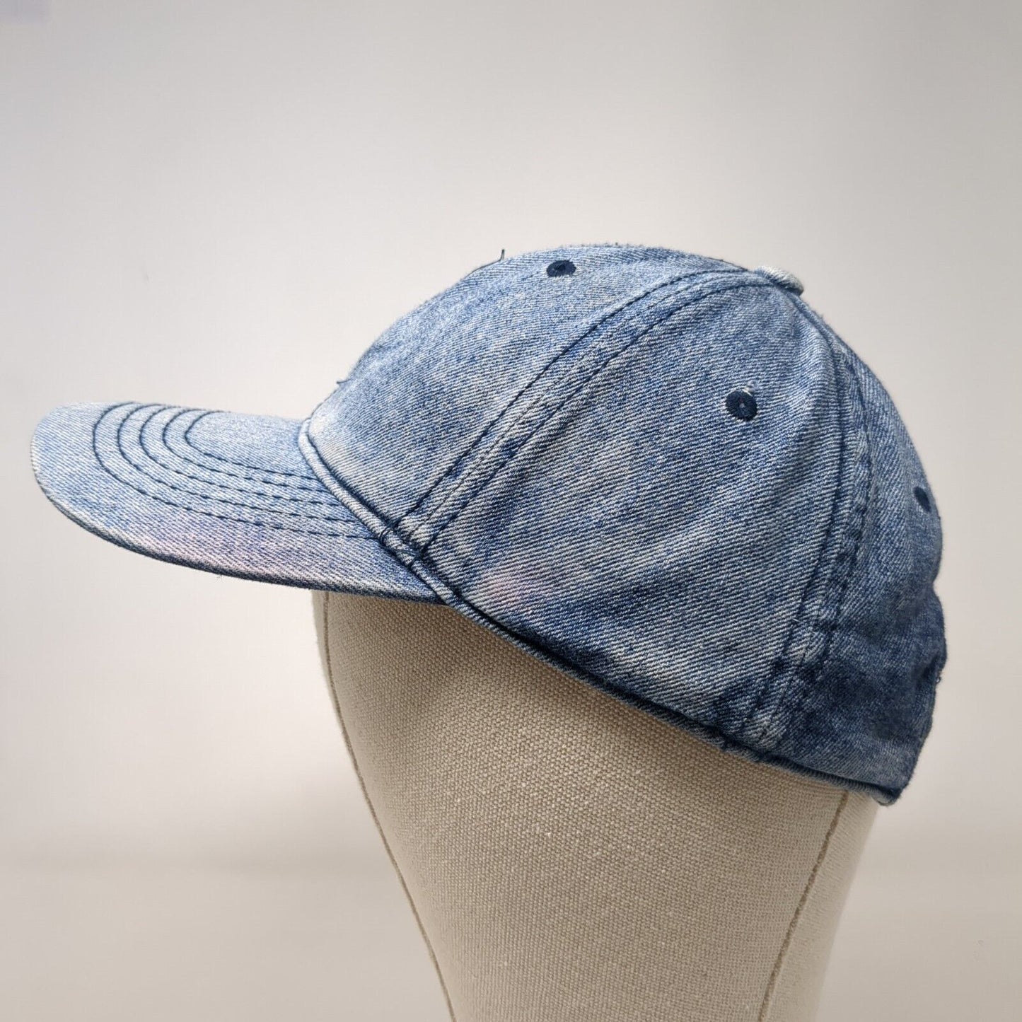 Unbranded Slideback Hat Blue One Size Leather Strap Denim Solid Blank
