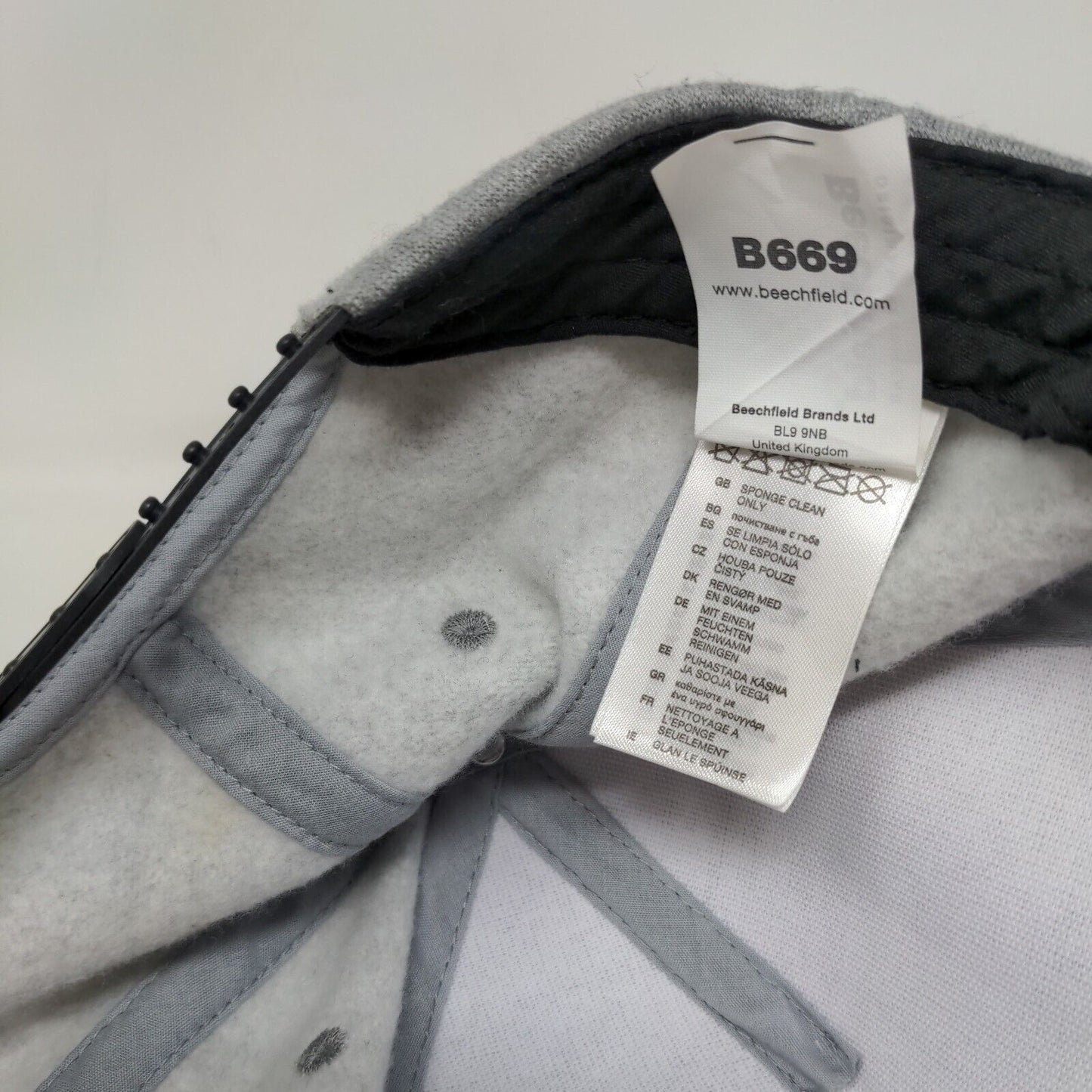 Beechfield Snapback Hat Gray One Size Adjustable Colorblock 6 Panel Blank