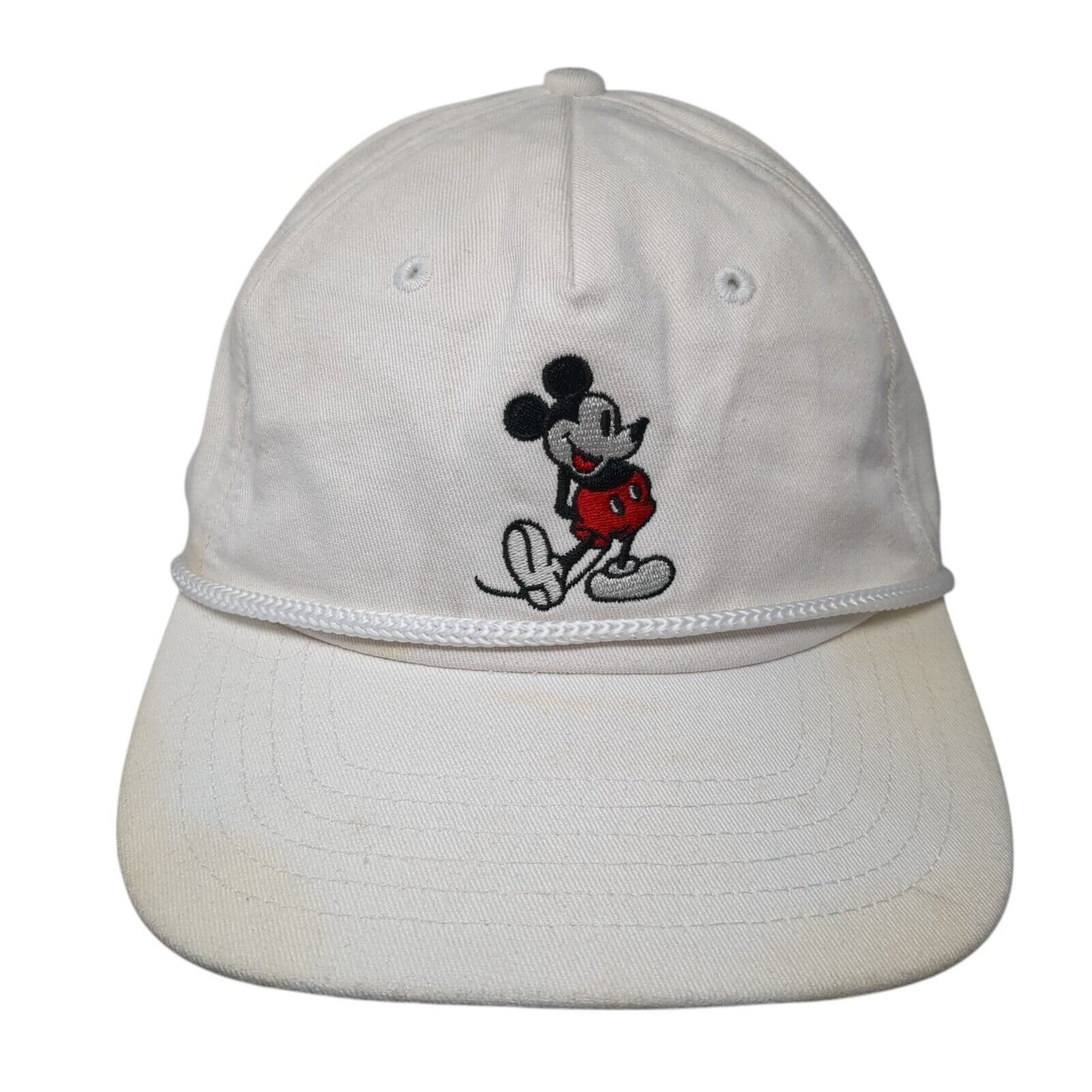 Mickey Mouse Slideback Rope Hat White One Size Adjustable Solid Disney