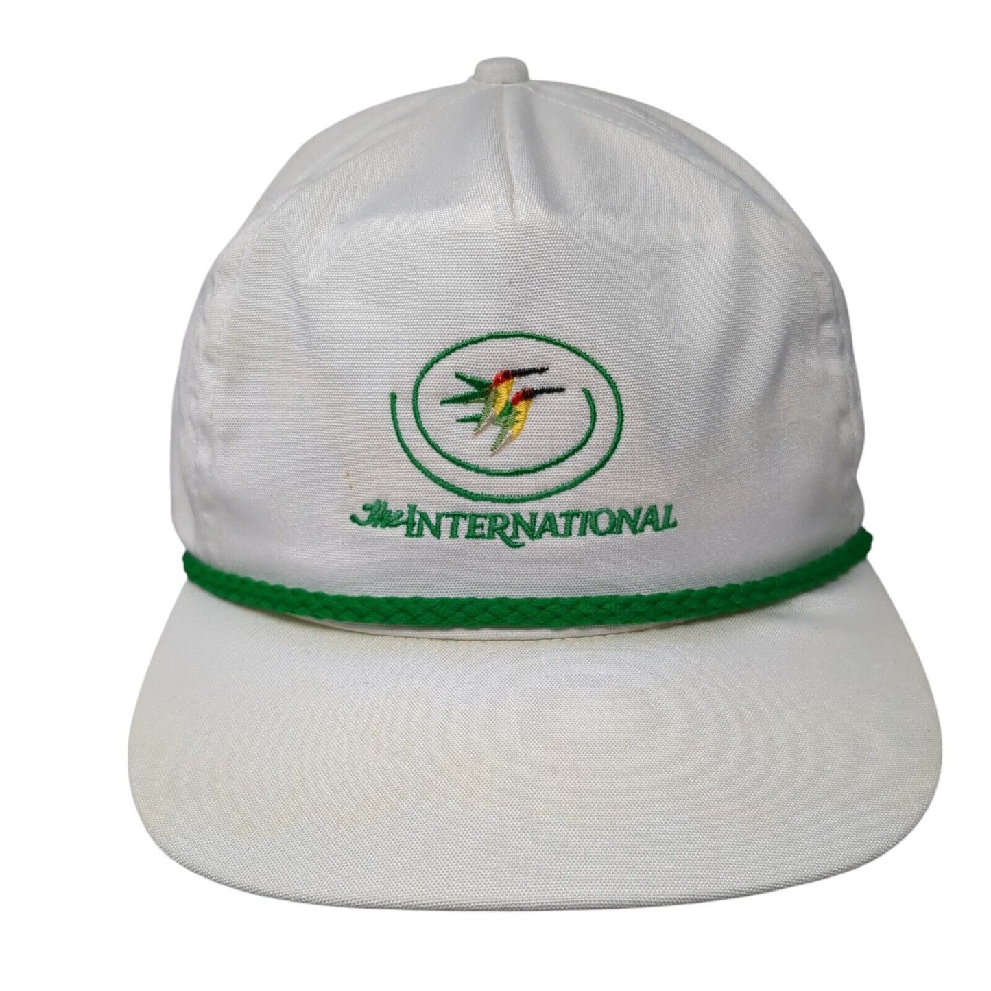 International Slideback Rope Hat White One Size Solid Leather Strap
