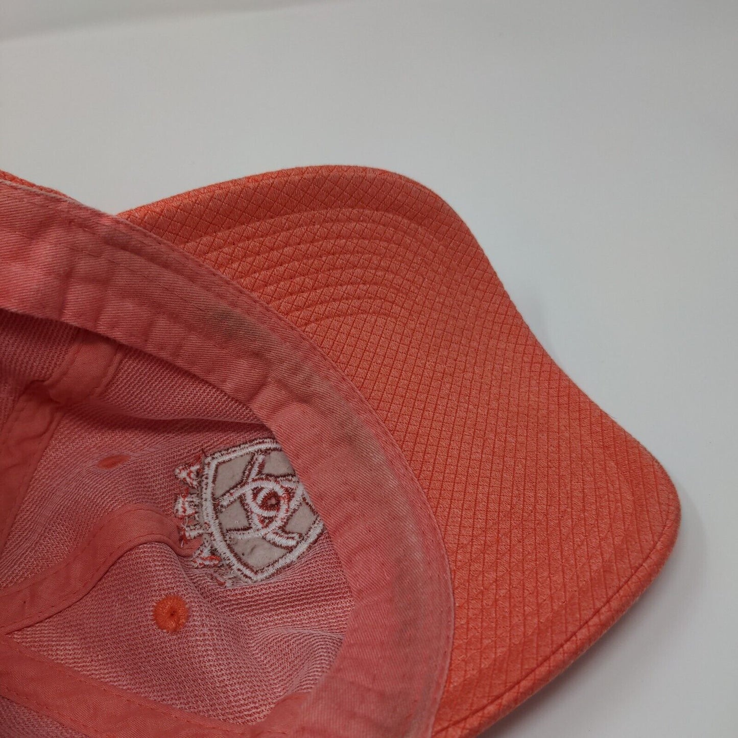 Ariat Strapback Hat Orange OSFM Adjustable Embroidered Logo Vented Holes 6 Panel