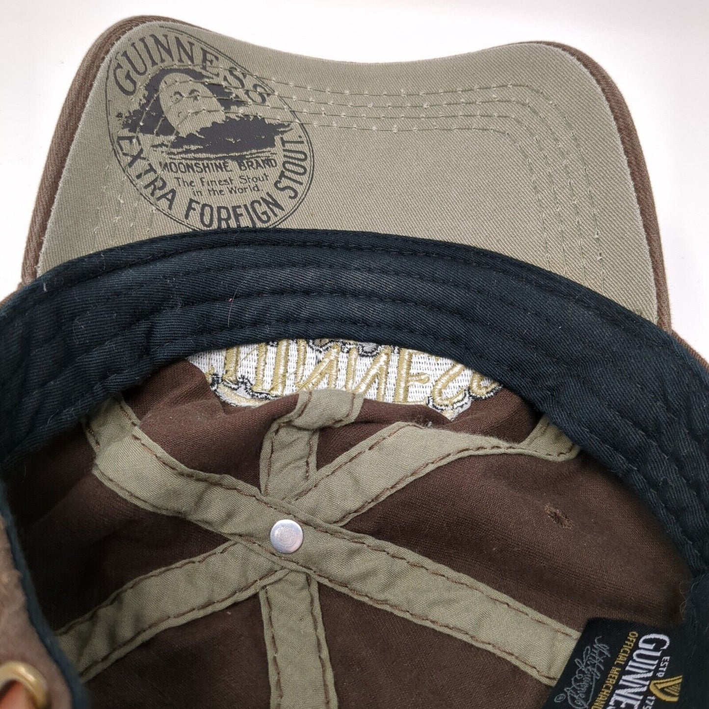 Guinness Slideback Hat Brown One Size Adjustable Embroidered 6 Panel Cotton