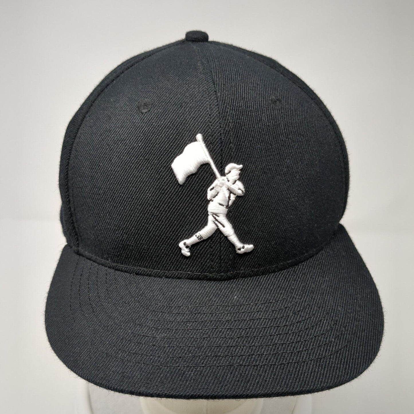 Baseballism Fitted Hat Black 7 1/2 Embroidered Logo Solid 6 Panel