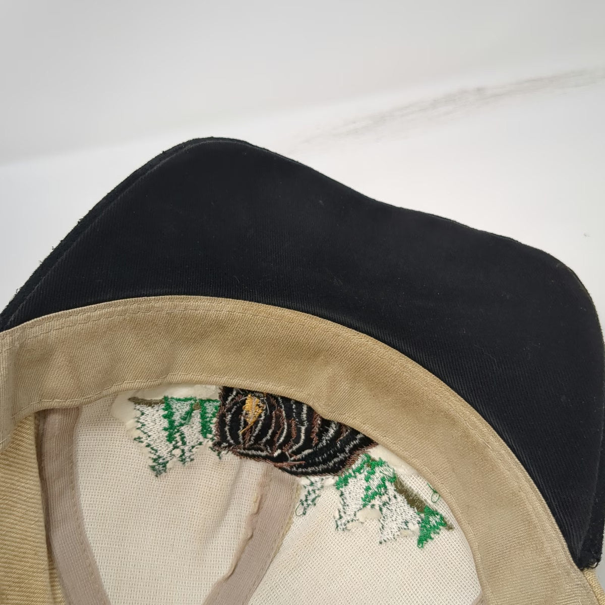 New Holland Baseball Cap Beige One Size Embroidered Bear Forest Nature Hat