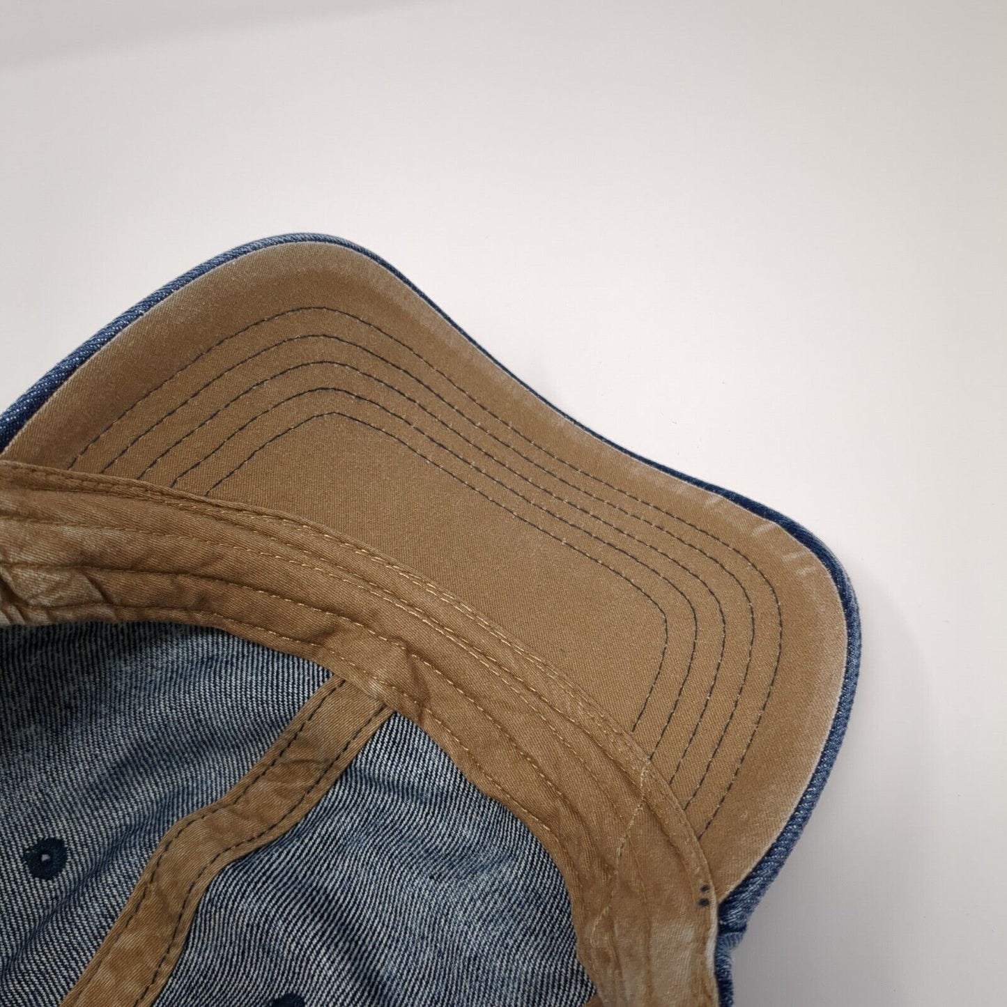Unbranded Slideback Hat Blue One Size Solid Denim Leather Strap Blank