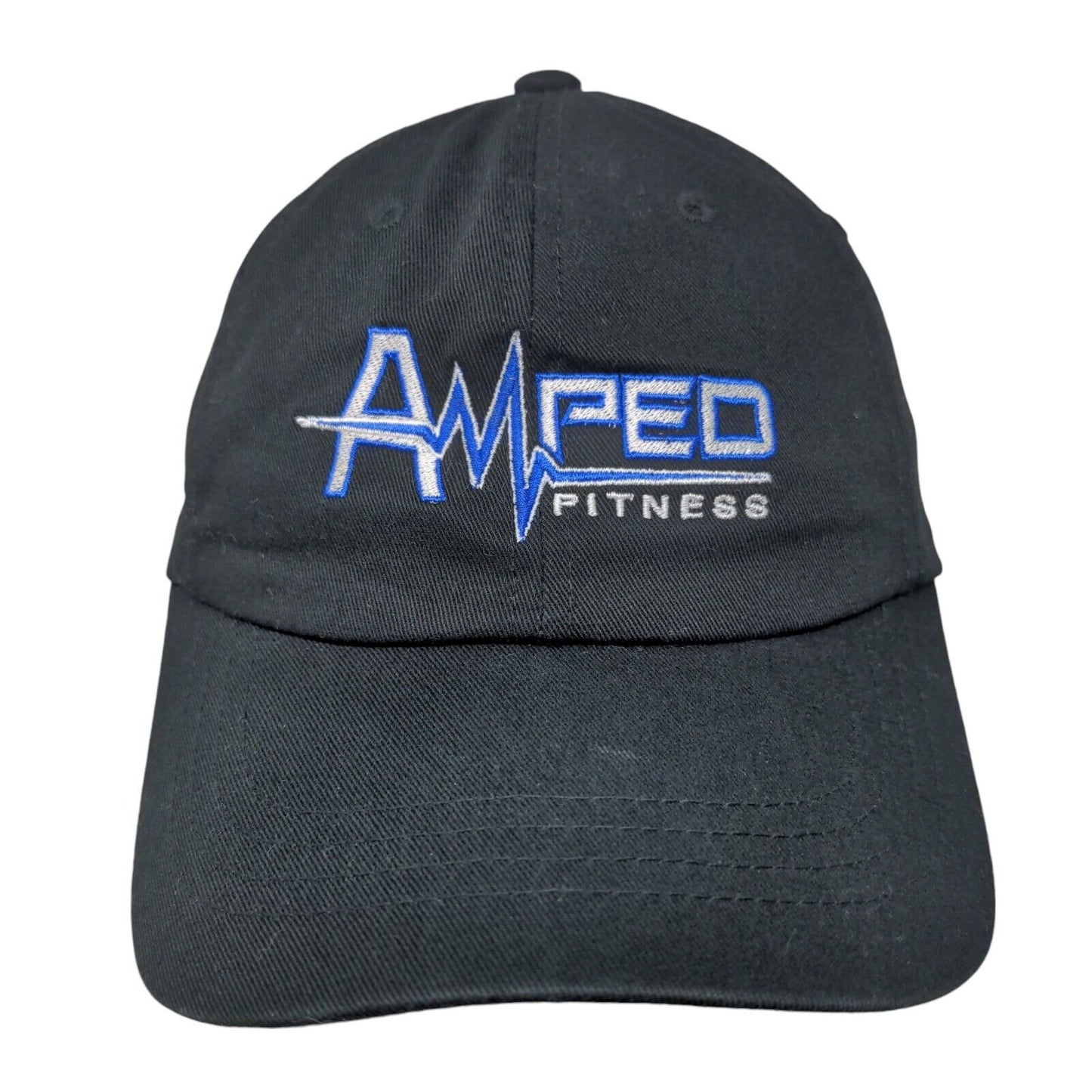 Amped Fitness Slideback Hat Black One Size Adjustable Embroidered Yupoong