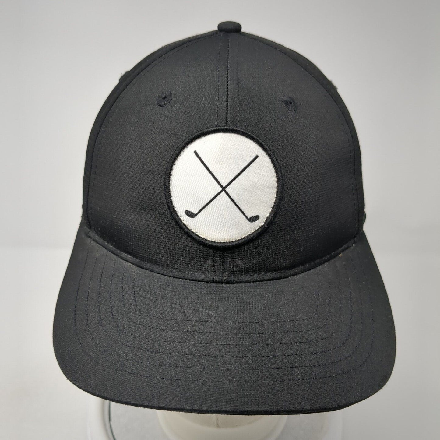 Crossed Golf Clubs Snapback Hat Black One Size Adjustable 6 Panel Signatures