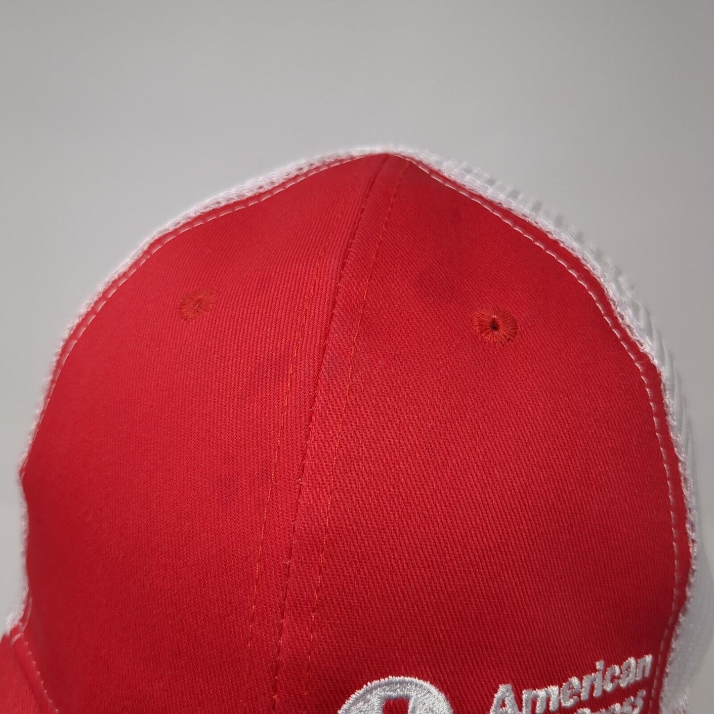 American Red Cross Strapback Trucker Hat Red One Size Mesh Back