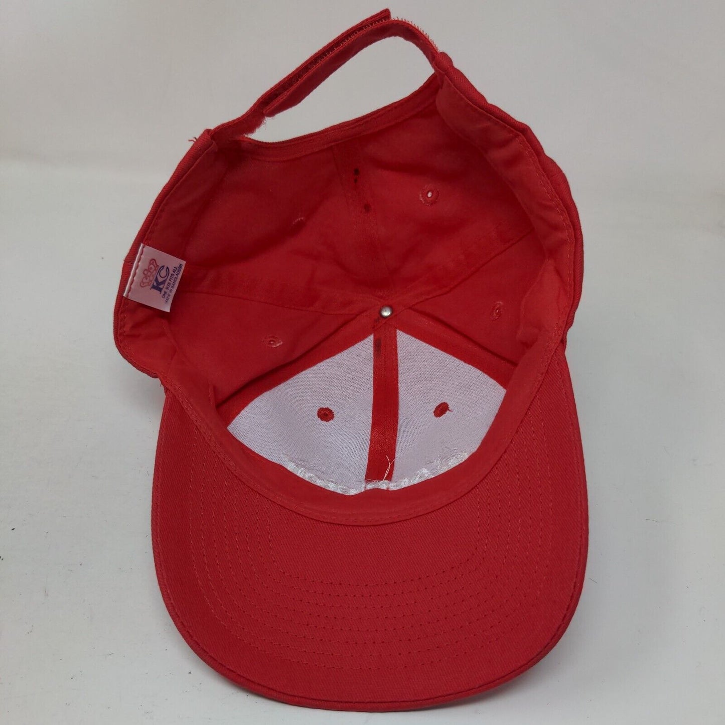 Appleton Strapback Hat Red OSFA Adjustable Embroidered Vented Holes 6 Panel KC