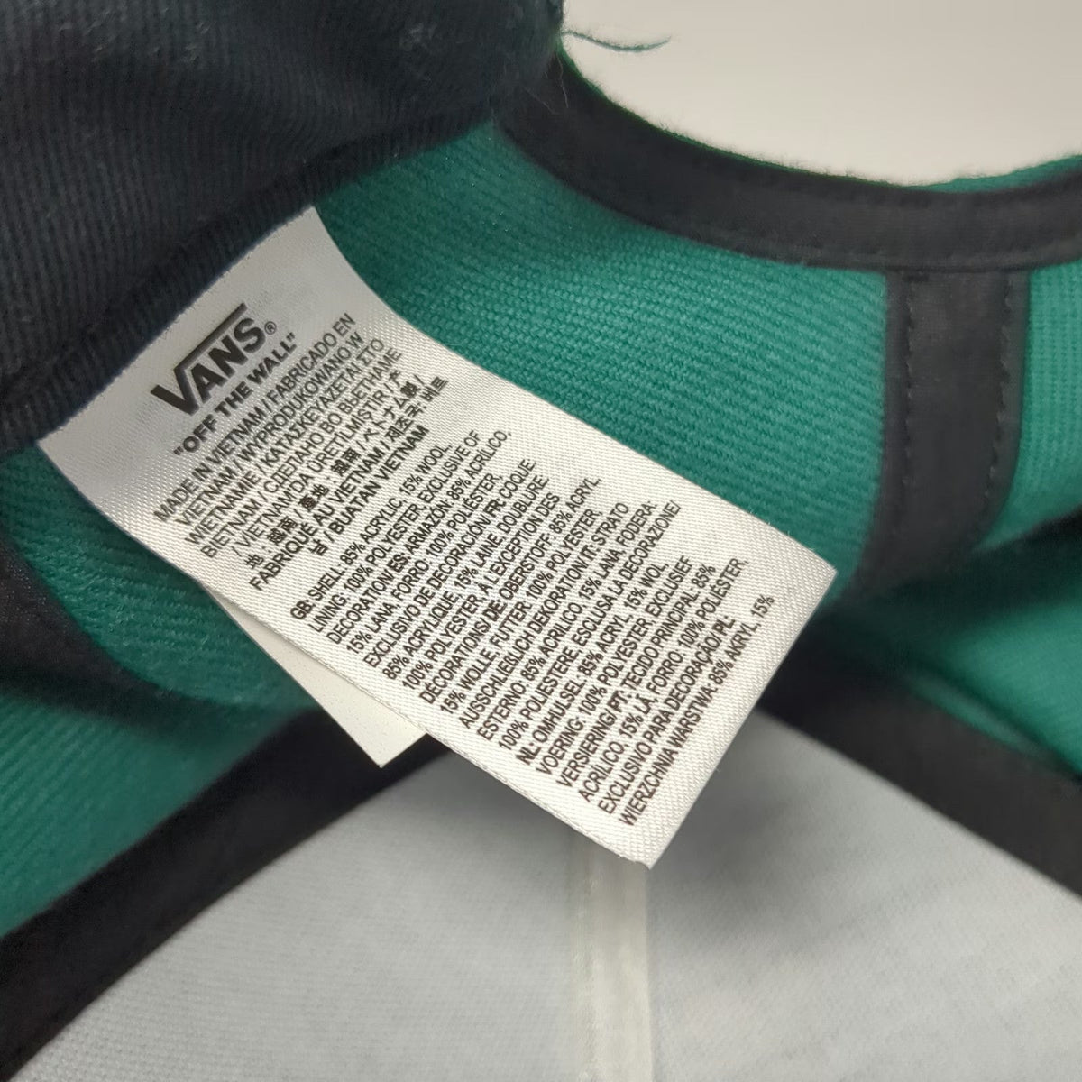 Vans 5 Panel Green Hat One Size Snapback Embroidered Logo Acrylic Wool Blend