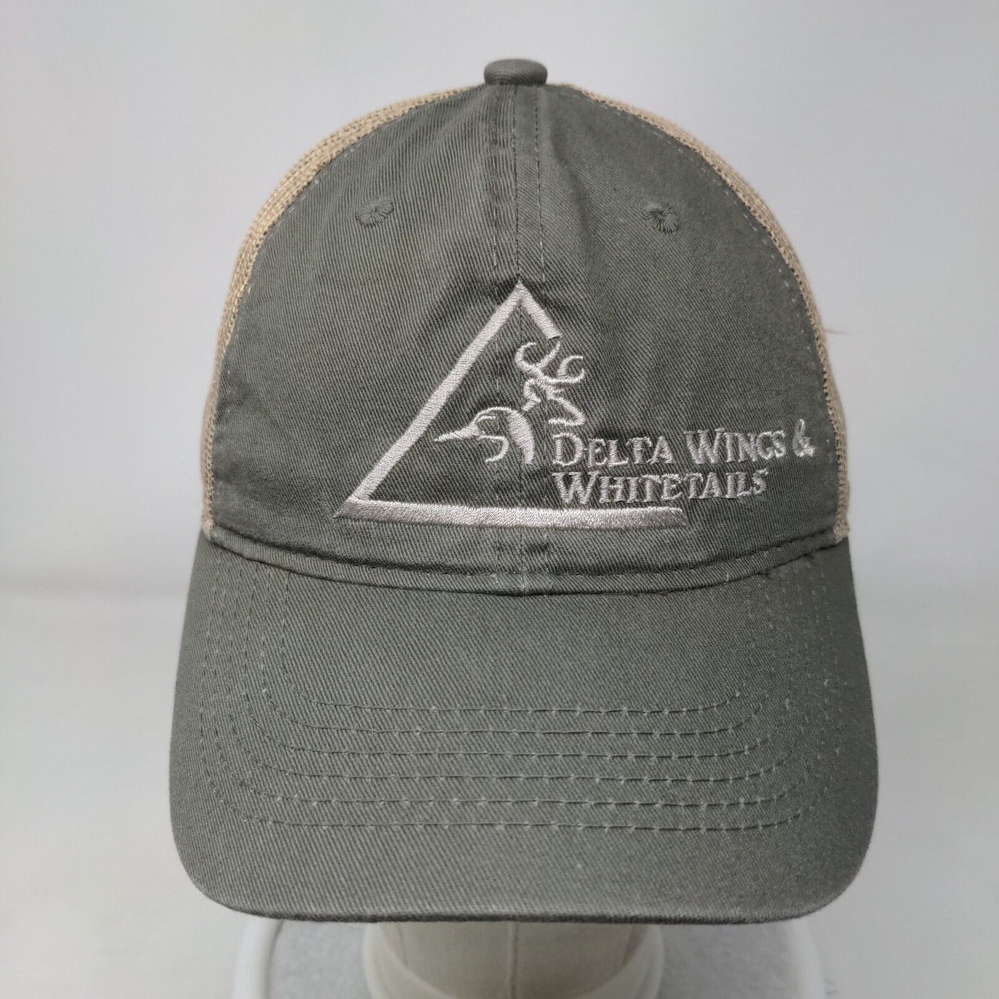 Delta Wings & Whitetails Strapback Mesh Back Trucker Hat Grayish-Brown Adult