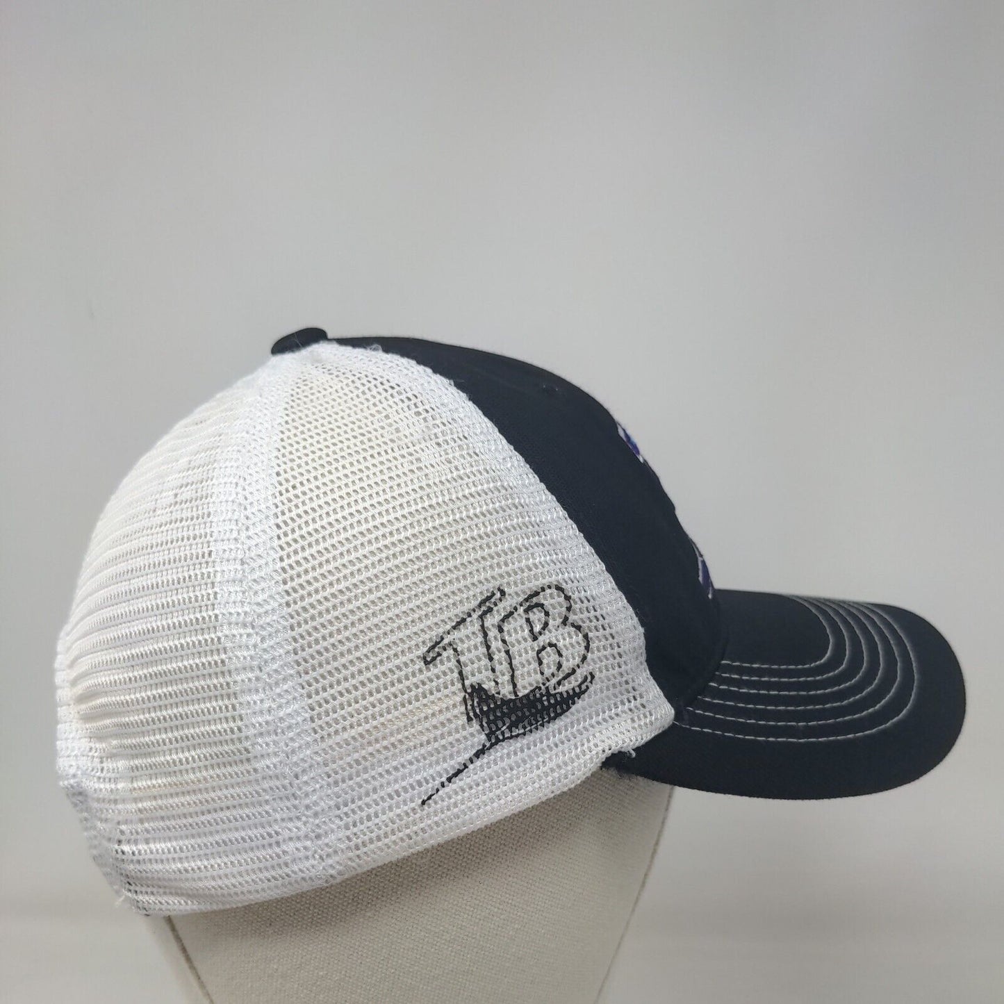 Fan Favorite Men's Snapback Mesh Back Hat Black Embroidered Tampa Bay Rays Logo
