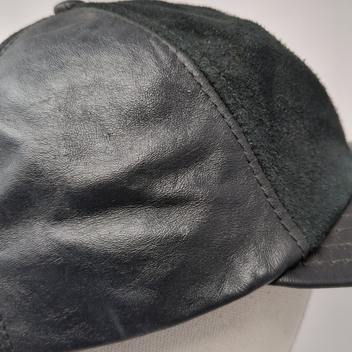 Unbranded Slideback Hat Black One Size Adjustable Genuine Leather Blank