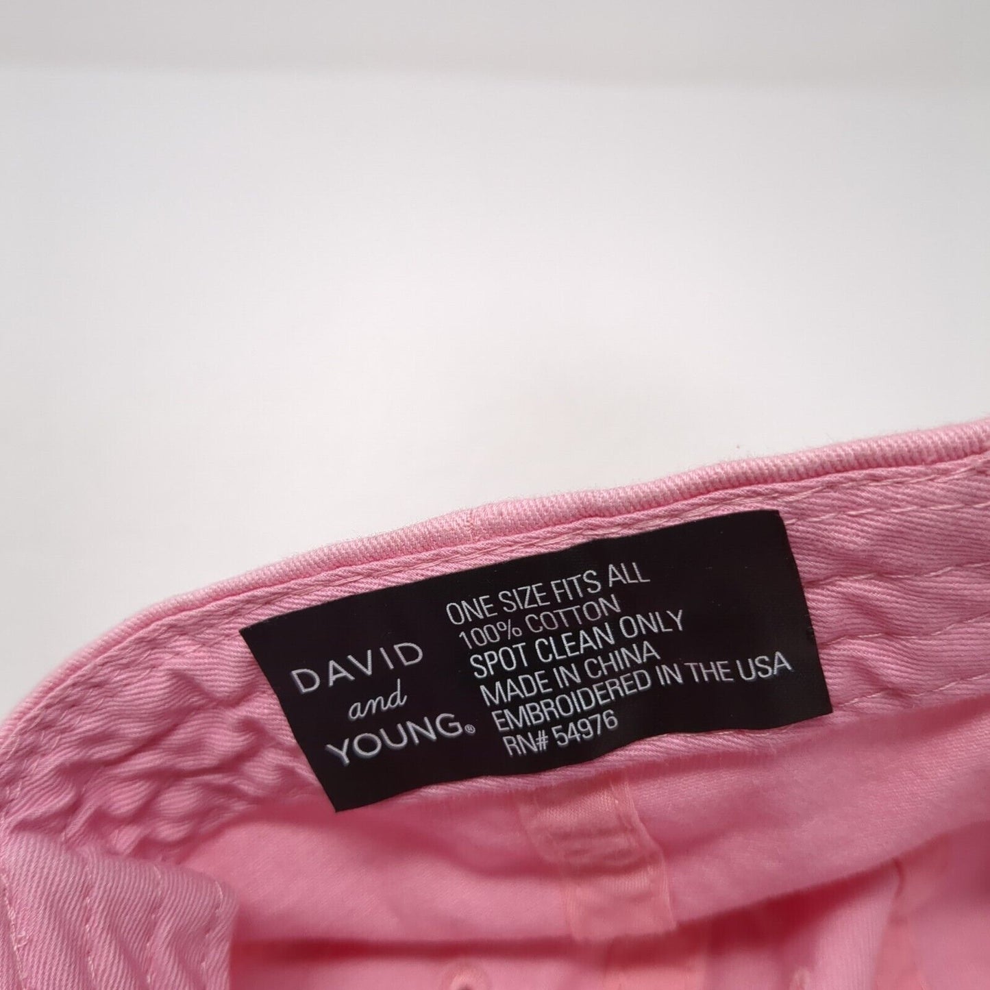 California Slideback Hat Pink One Size Adjustable Embroidered David And Young