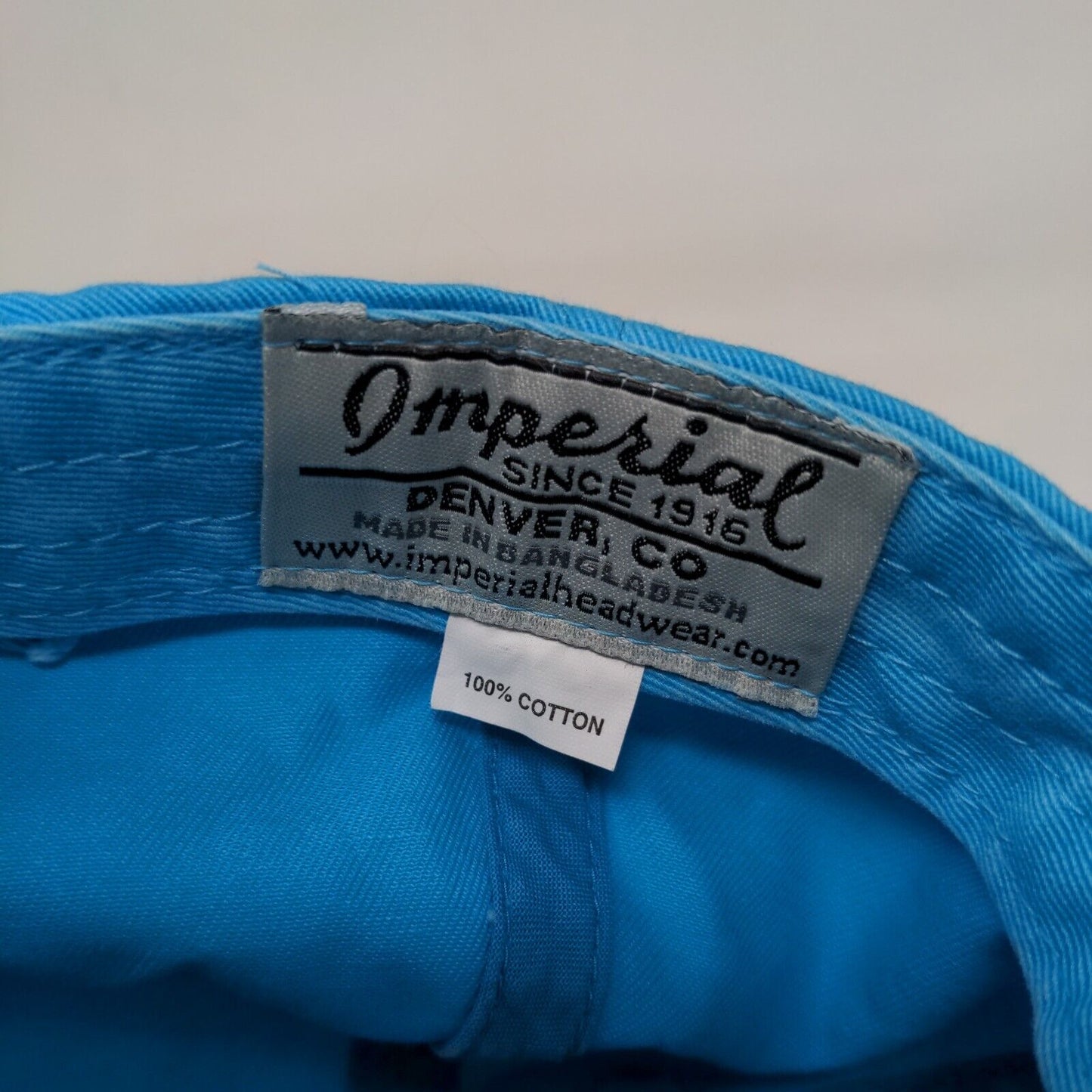 Imperial Strapback Hat Blue One Size Adjustable Embroidered Logo 6 Panel